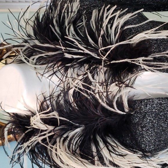 Vintage Back and Silver Jacket with Boa - Picture 2 of 9